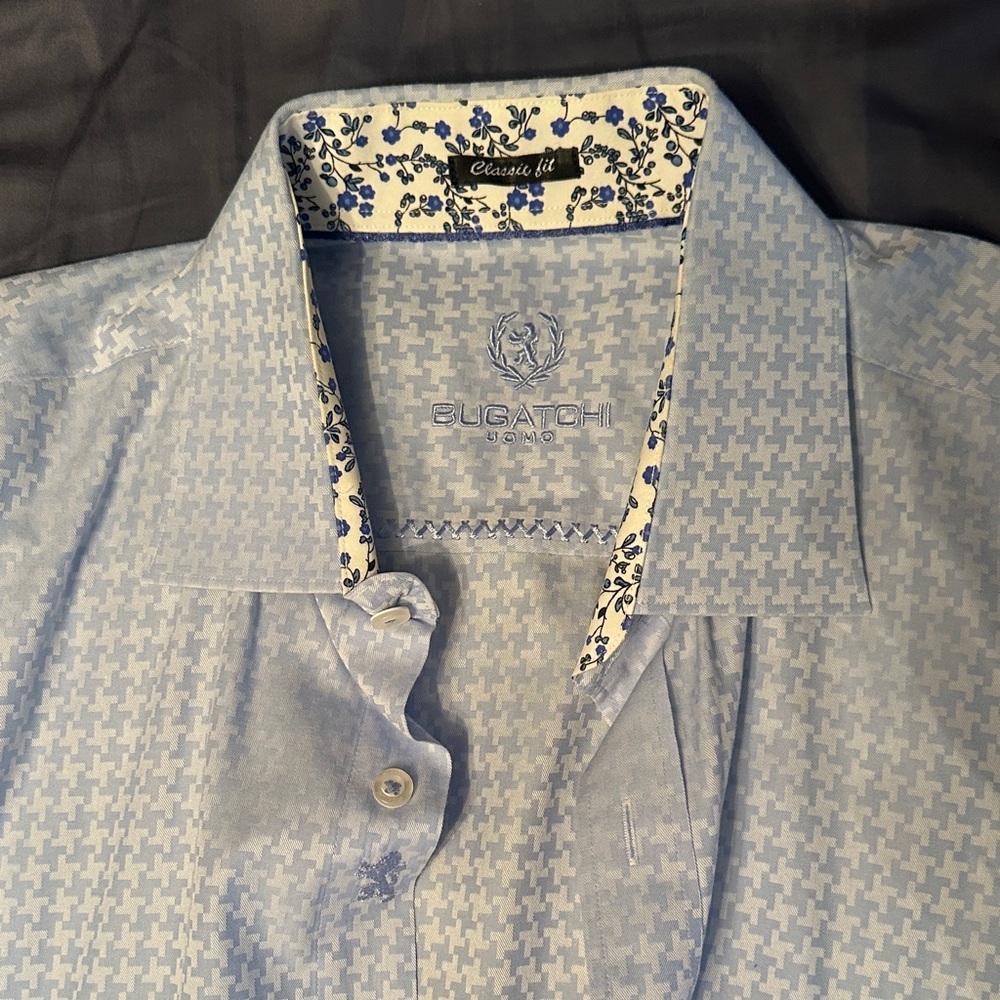 Bugatchi Light Blue Patterned Men's Shirt